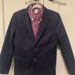 Crewcuts Navy Blazer with Red and Blue Plaid Shirt (size 8)